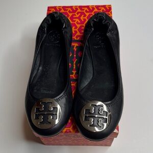 Tory Burch classic Reva ballet flat with silver logo